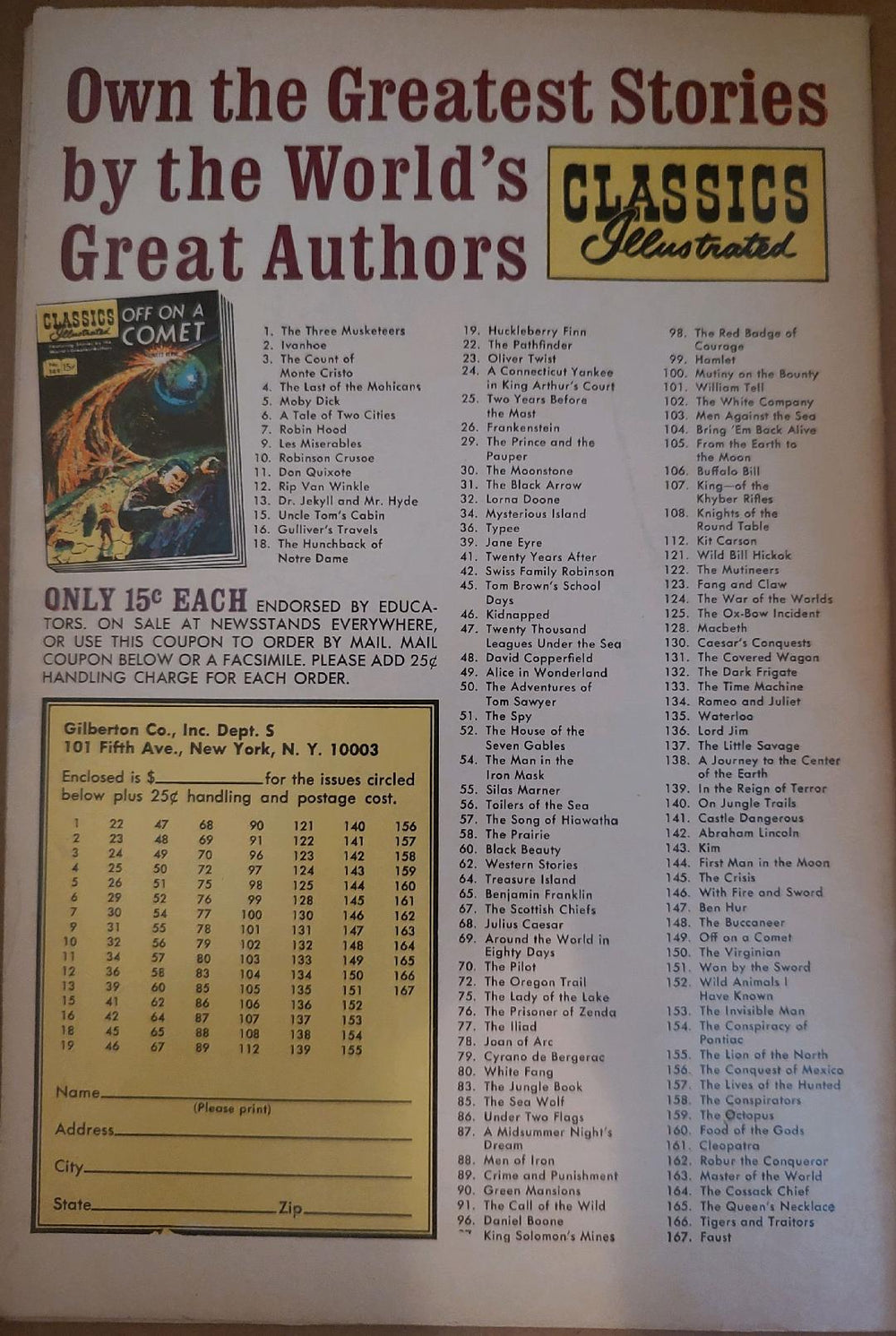 Classics Illustrated Classic Comics #56 The Toilers of the Sea Edition #4 Comic Book Back Cover