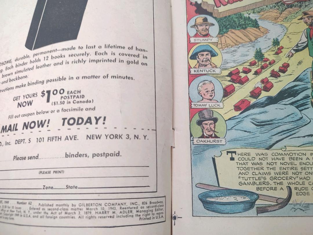 Classics Illustrated Classic Comics #62 Edition #4 Western Stories Comic Book Inside Cover
