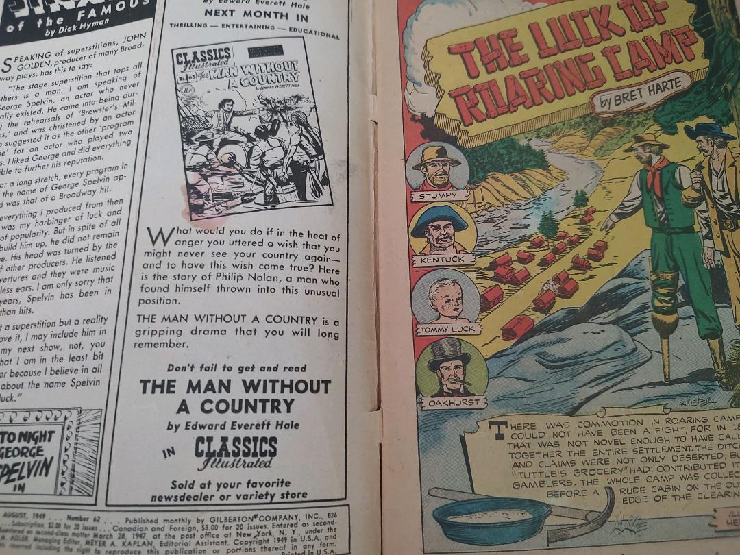 Classics Illustrated Classic Comics #62 Edition #1 Western Stories Comic Book