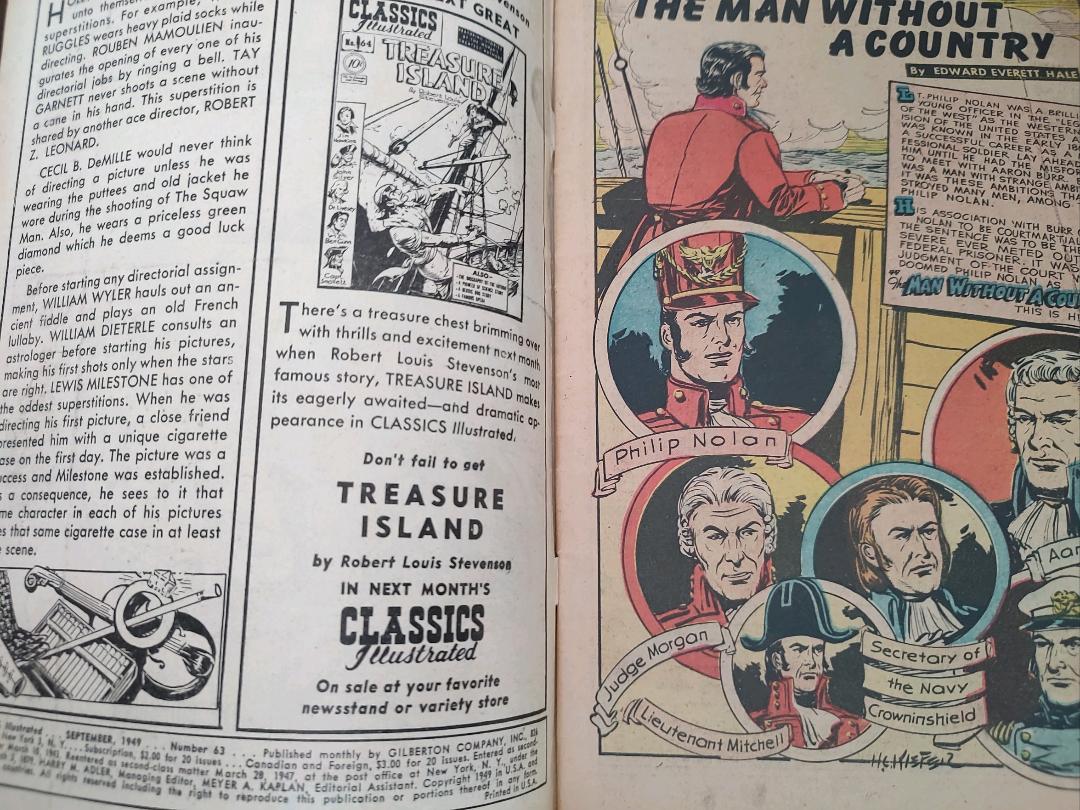 Classics Illustrated Classic Comics #63 A Man Without a Country Edition #1 Comic Book Inside Cover