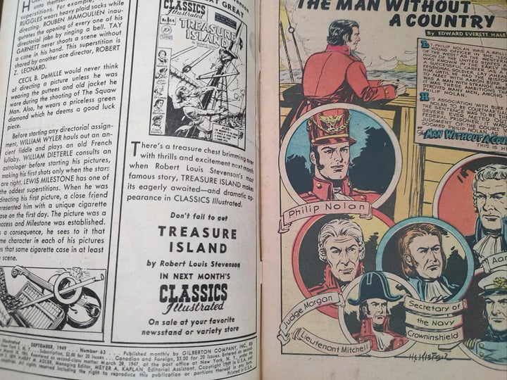 Classics Illustrated Classic Comics #63 A Man Without a Country Edition #1 Comic Book Inside Cover