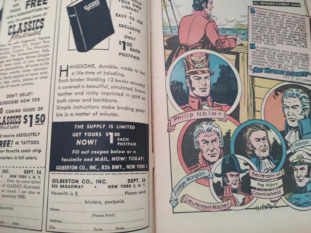 Classics Illustrated Classic Comics #63 Edition #2 A Man Without a Country Comic Book Inside Cover
