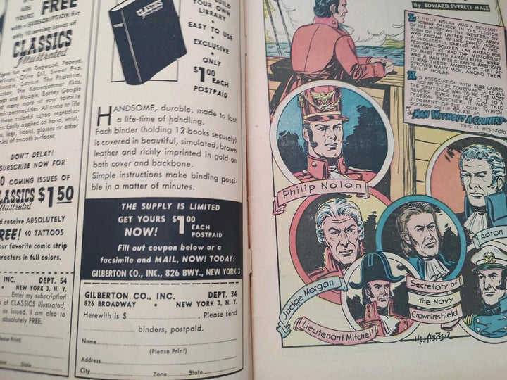 Classics Illustrated Classic Comics #63 Edition #2 A Man Without a Country Comic Book Inside Cover