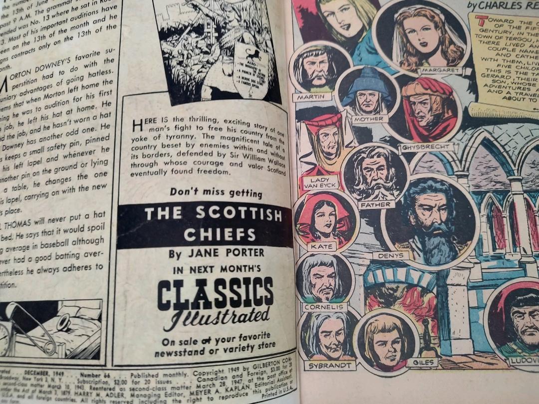 Classics Illustrated Classic Comics #66 The Cloister and the Hearth Edition #1 10 Cent Cover Comic Book Inside Cover