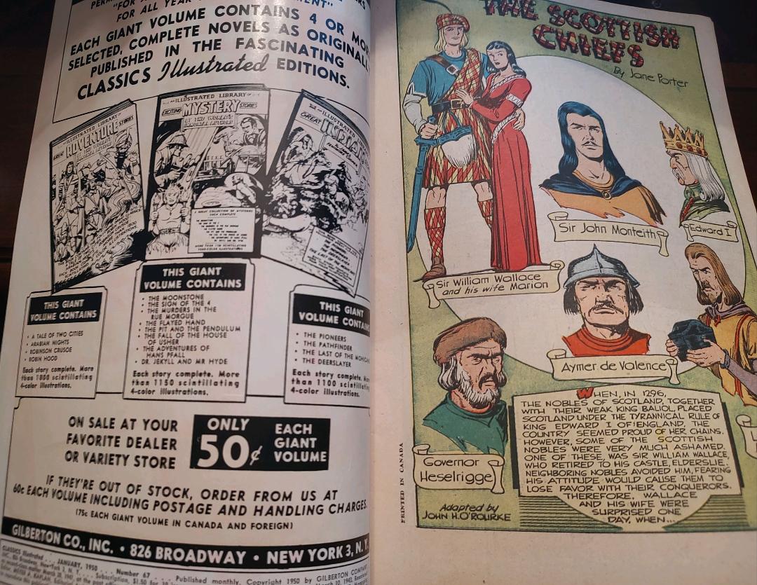 Classics Illustrated Classic Comics #67 Edition #2 The Scottish Chiefs Comic Book Inside Cover