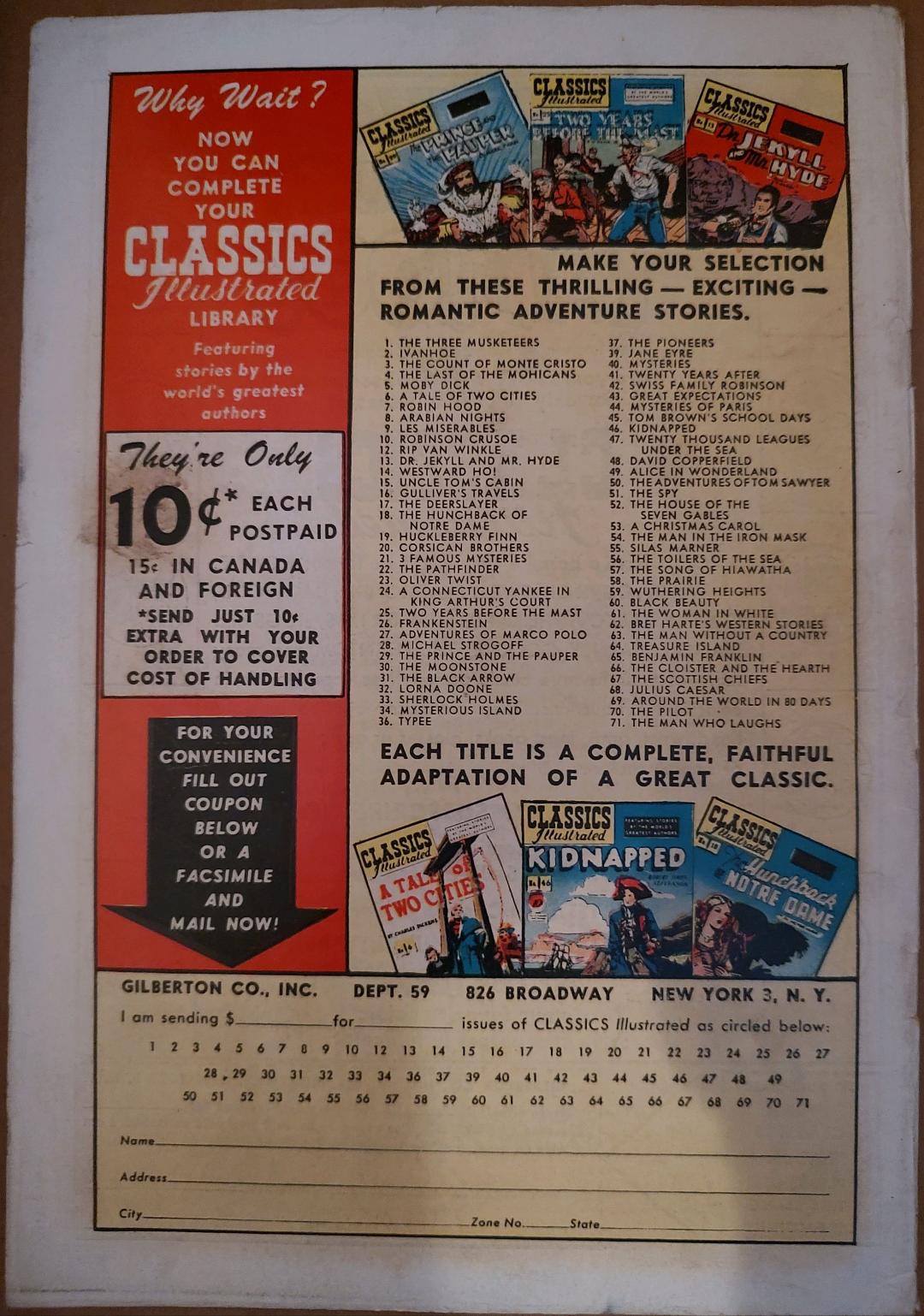 Classics Illustrated Classic Comics #71 Edition #1 The Man Who Laughs Comic Book