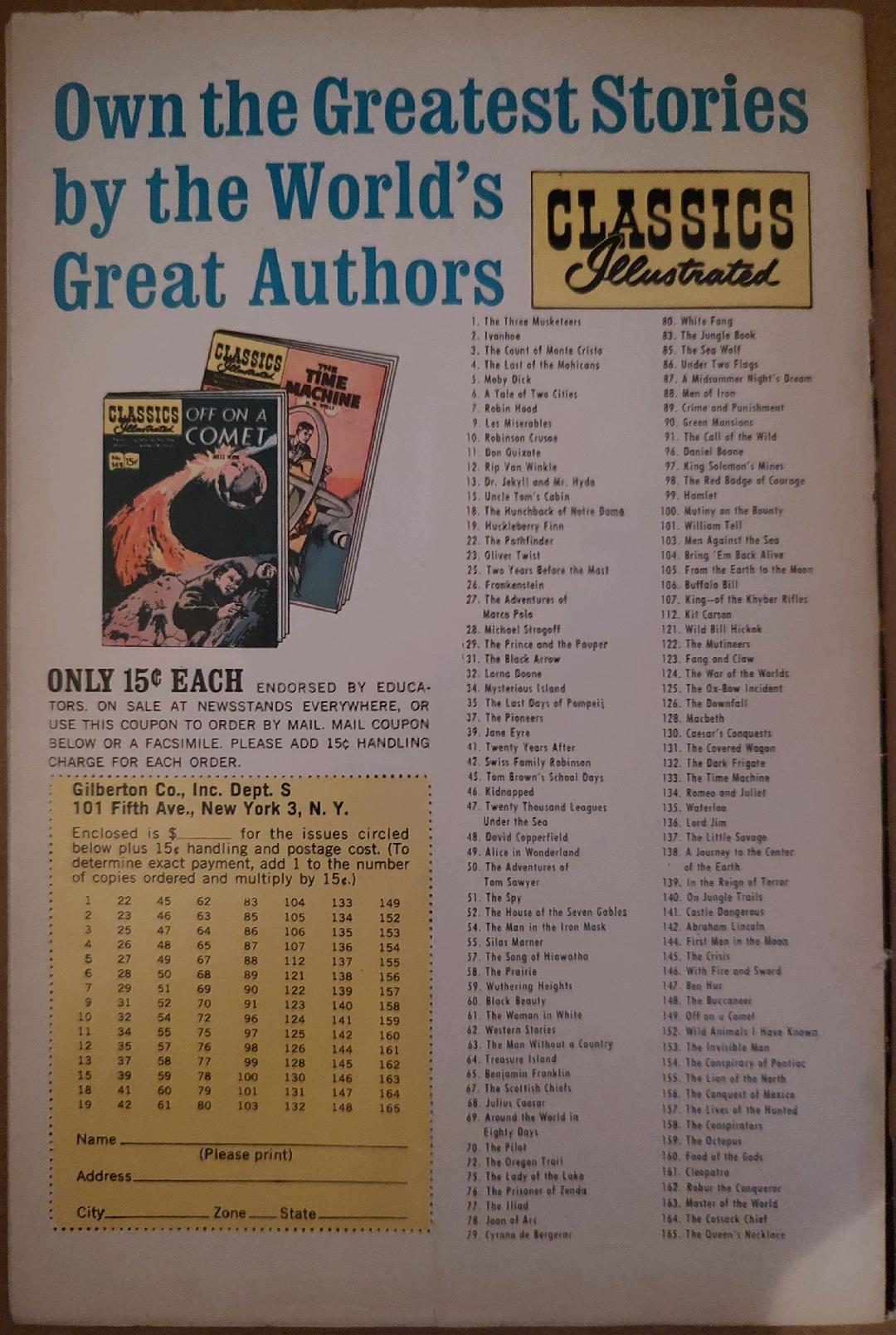 Classics Illustrated Classic Comics #71 Edition #2 The Man Who Laughs Comic Book Back Cover