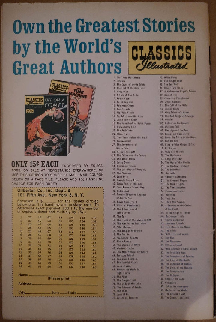 Classics Illustrated Classic Comics #71 Edition #2 The Man Who Laughs Comic Book Back Cover