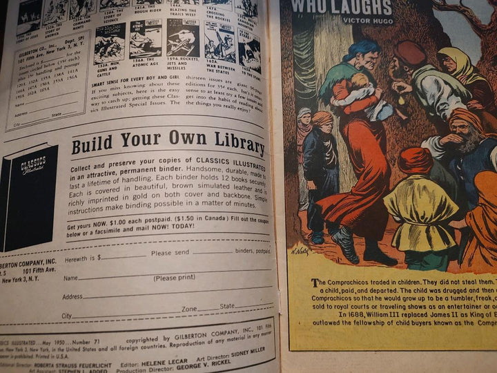 Classics Illustrated Classic Comics #71 Edition #2 The Man Who Laughs Comic Book Inside Cover