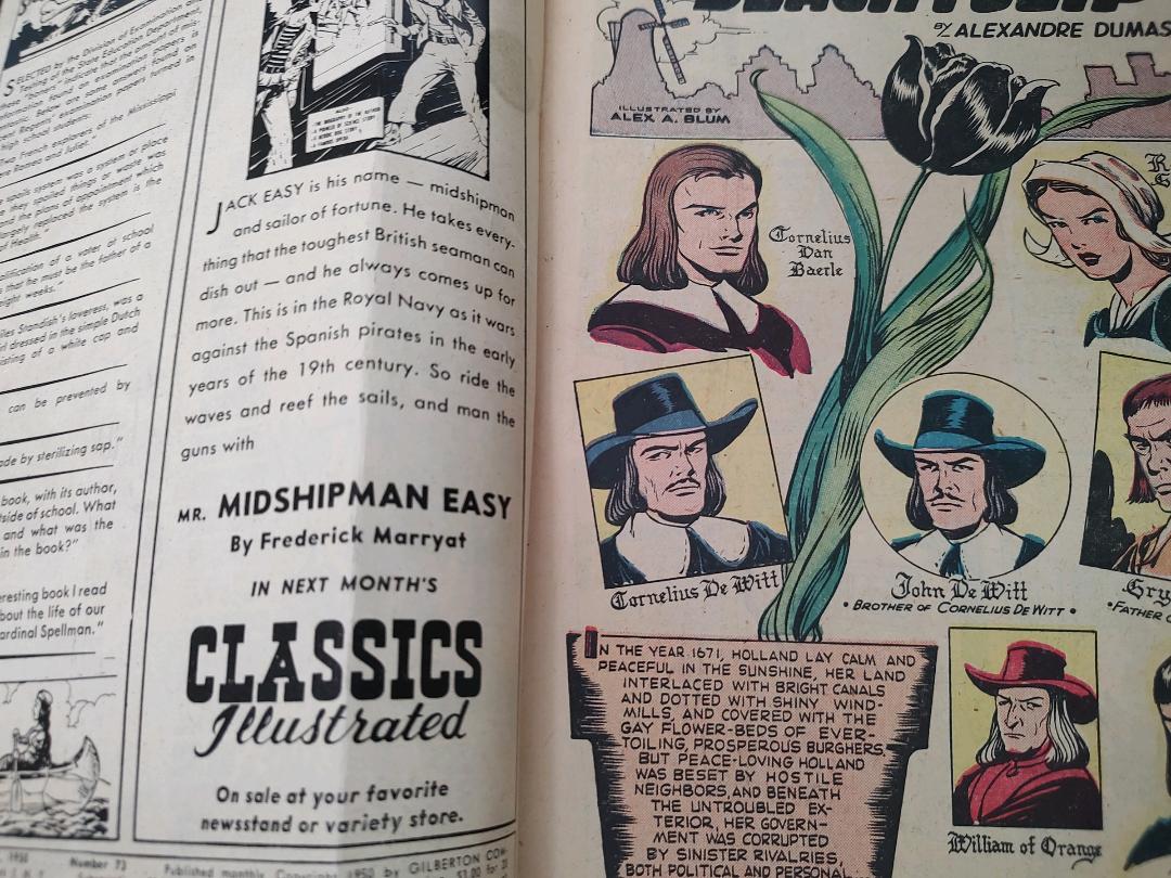 Classics Illustrated Classic Comics #73 Edition #1 The Black Tulip Comic Book Inside Cover