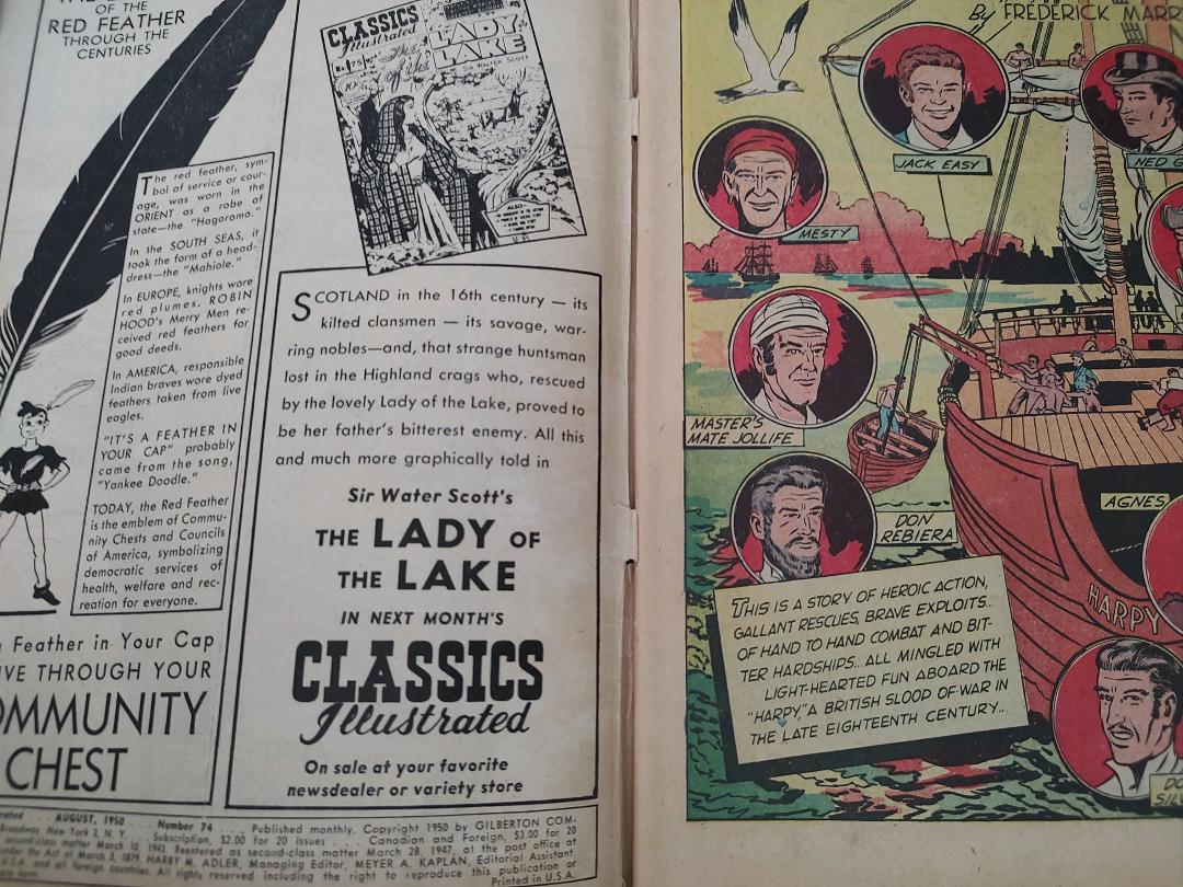 Classics Illustrated Classic Comics #74 Edition #1 Mr. Midshipman Easy Comic Book Inside Cover