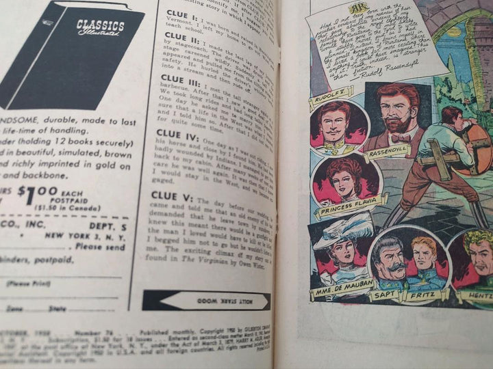 Classics Illustrated Classic Comics #76 Edition #5 The Prisoner of Zenda Comic Book Inside Cover