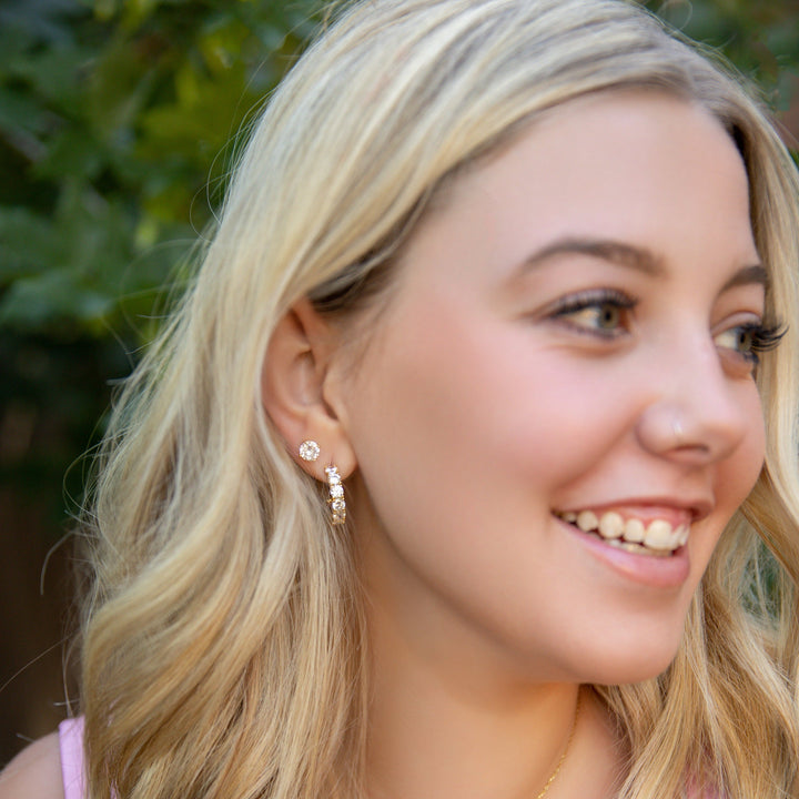 Round Stone Earrings in Gold - Classic Beauty that Can Dress Up or Down