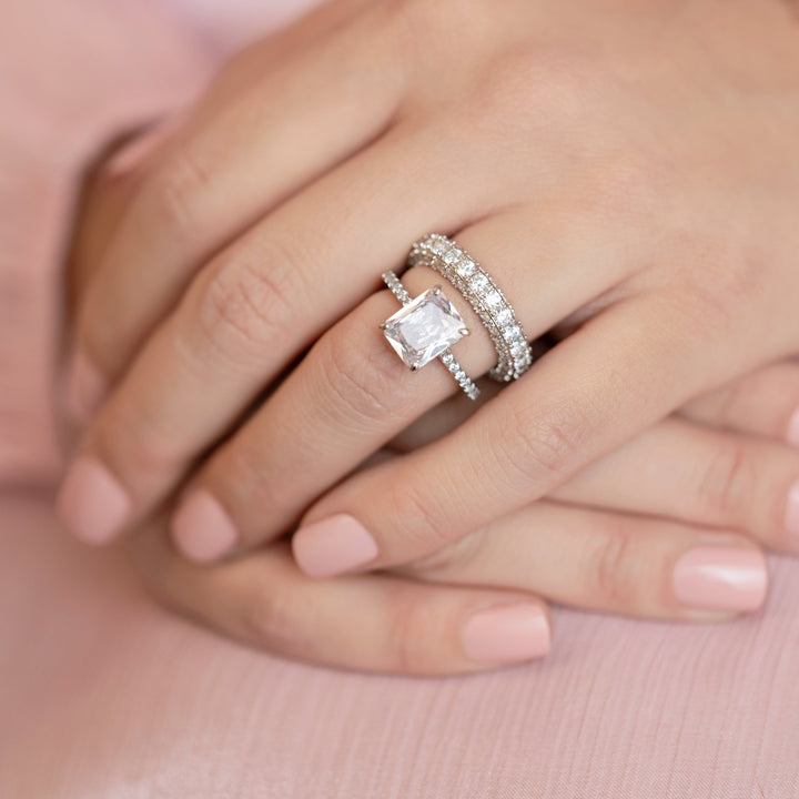 Jasmine Eternity Ring in Silver - Triple the Glamour