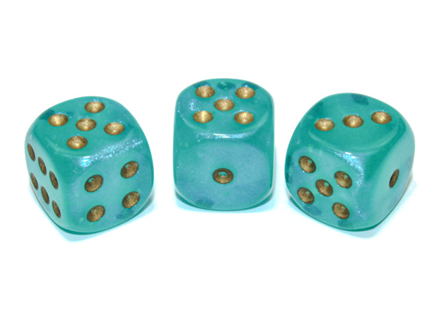 Borealis Teal/gold 7-Dice / 16mm / 12mm / 30mm Luminary