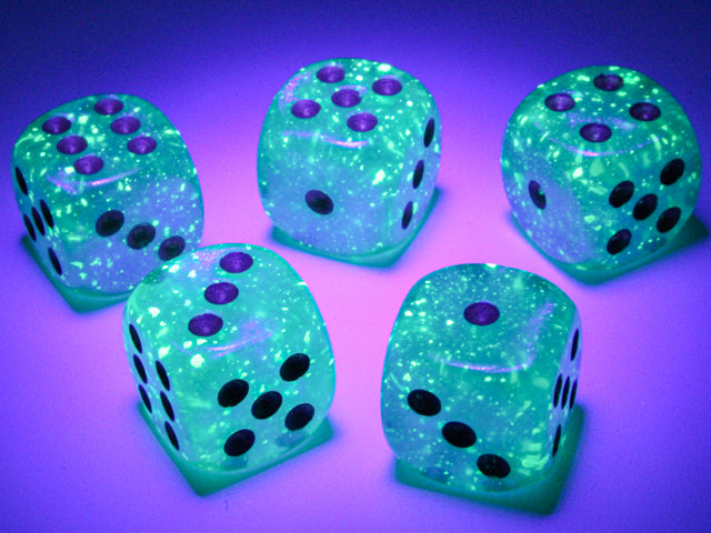 Borealis Teal/gold 7-Dice / 16mm / 12mm / 30mm Luminary