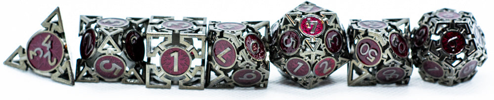 Black w/Dark Maroon Deadly Arrow Dice | 7-Dice RPG Set High Visibility