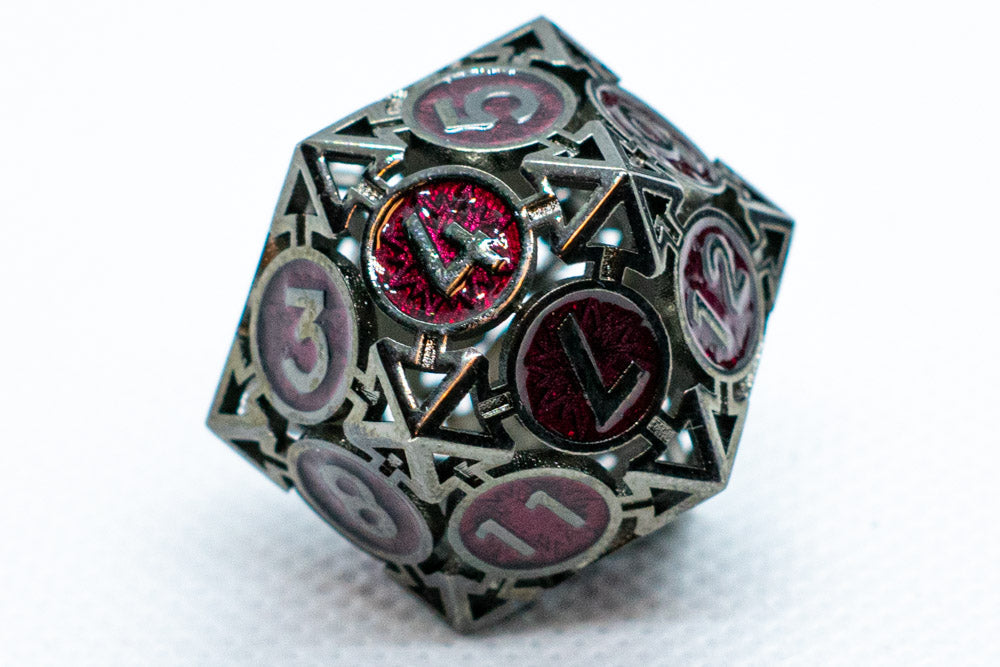 Black w/Dark Maroon Deadly Arrow Dice | 7-Dice RPG Set High Visibility