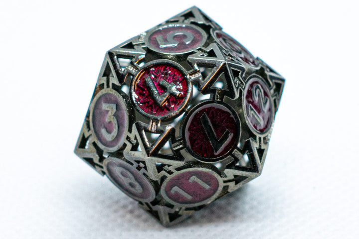 Black w/Dark Maroon Deadly Arrow Dice | 7-Dice RPG Set High Visibility