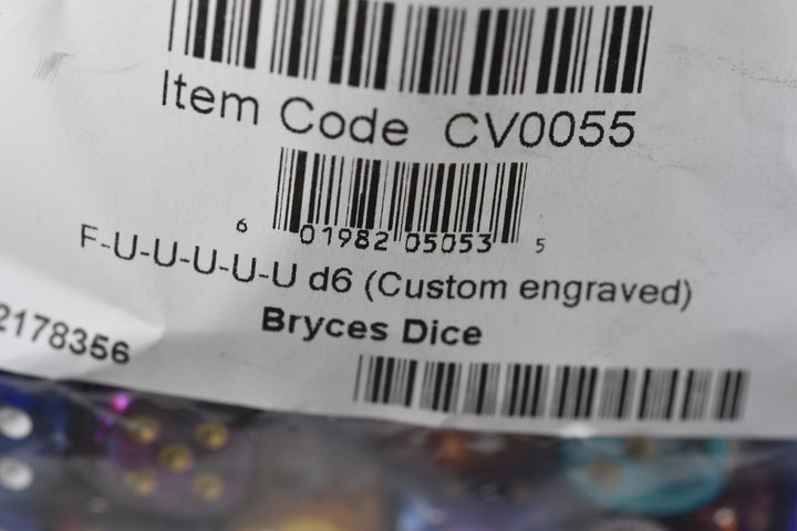 F-U-U-U-U-U d6 | Custom Dice with Angry Face and F-U Message Pipped Dice
