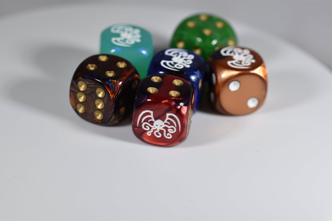 Cthulhu d6 Pipped Dice | Custom Dice Featuring Cthulhu on the '1' (sold per piece)