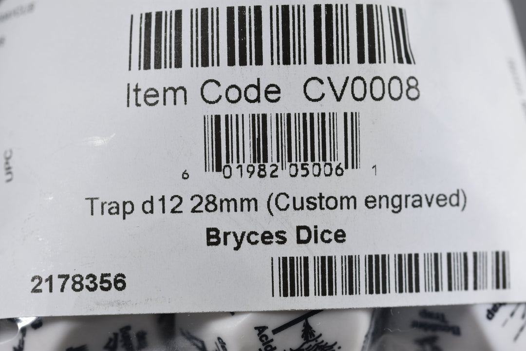 Chessex Opaque White Trap d12 - 28mm Adventure Dice with 12 Unique Traps