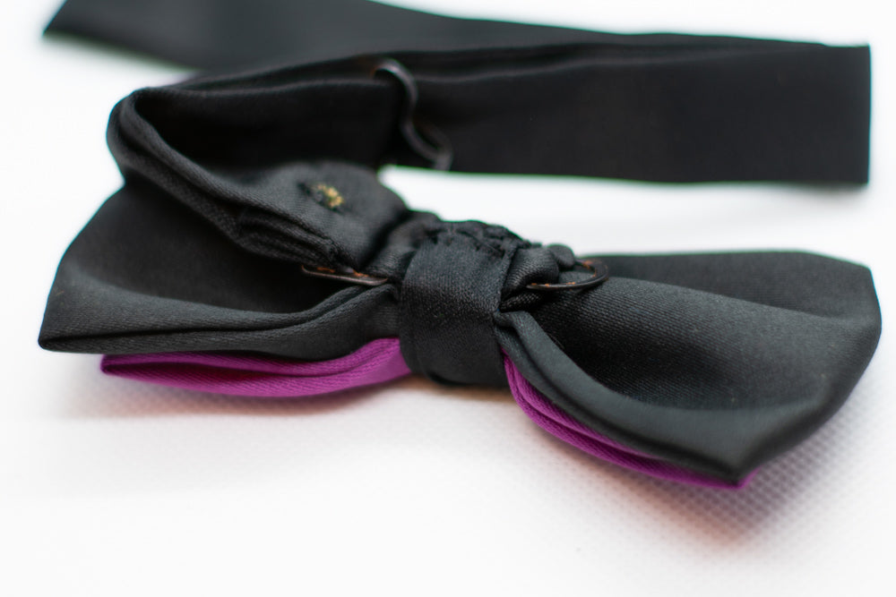 Black w/violet Bowtie Adjustable Formal Wedding Party Necktie Bow Tie Tuxedo