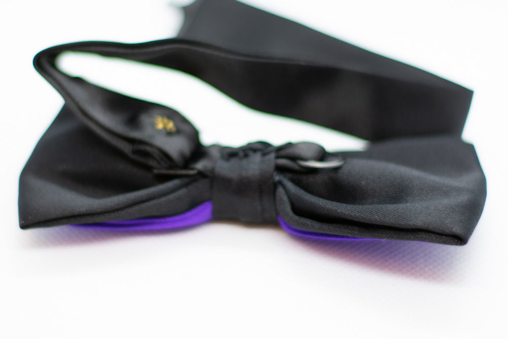 Black w/purple Bowtie Adjustable Formal Wedding Party Necktie Bow Tie Tuxedo