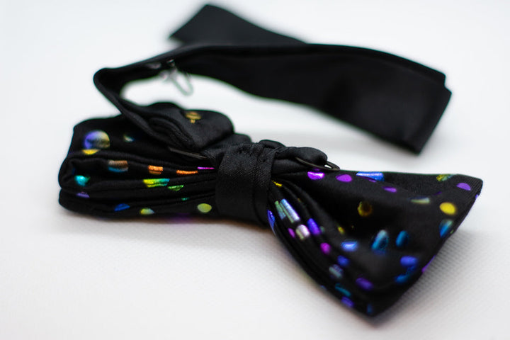 Black w/ Polka Dot Bowtie Adjustable Formal Wedding Party Necktie Bow Tie Tuxedo