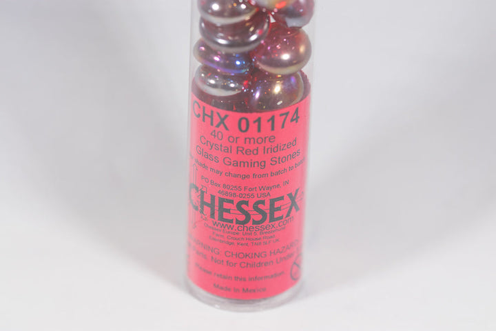 40+ Crystal Red Iridized Glass Gaming Stones Counters