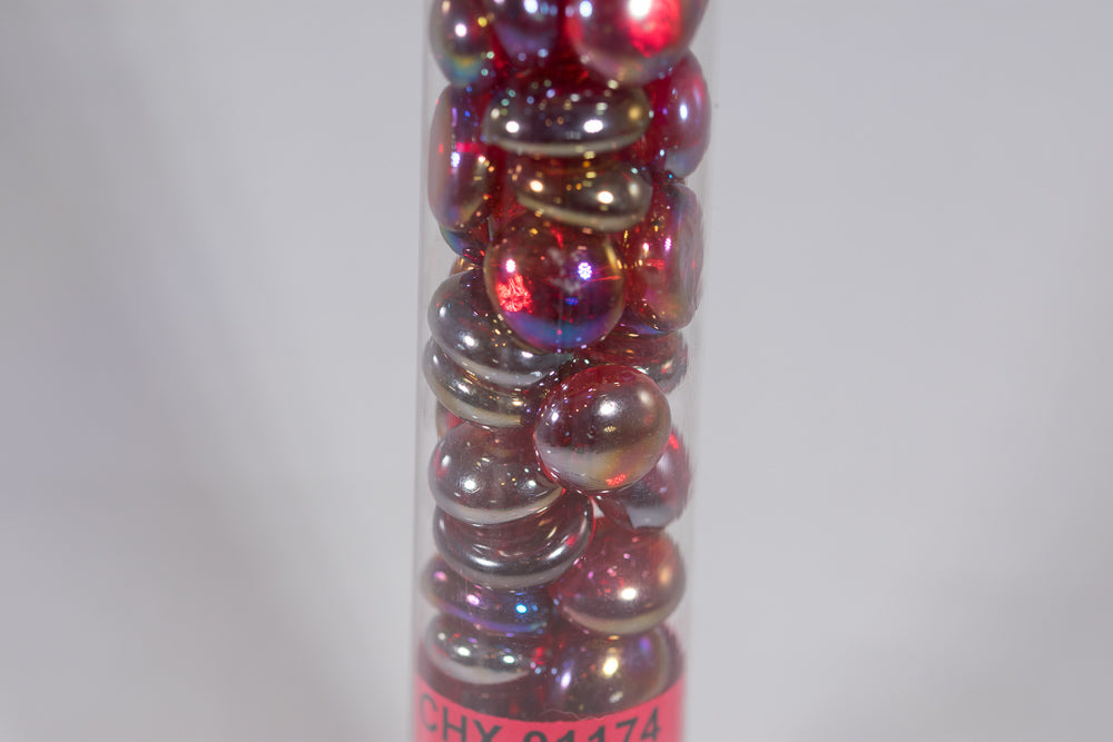 40+ Crystal Red Iridized Glass Gaming Stones Counters