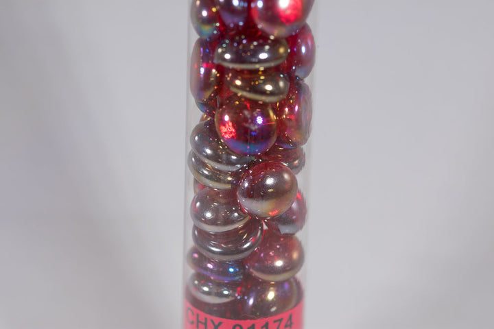 40+ Crystal Red Iridized Glass Gaming Stones Counters