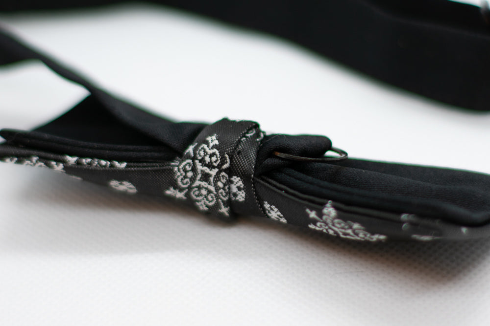 Fancy Black w/white Bowtie Adjustable Formal Wedding Party Necktie Bow Tie Tuxedo