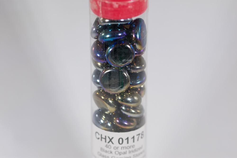 40+ Black Opal Iridized Glass Gaming Stones Counters