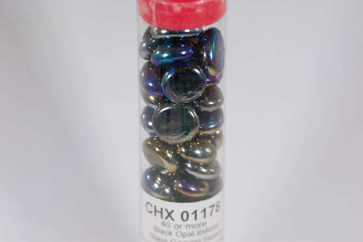 40+ Black Opal Iridized Glass Gaming Stones Counters