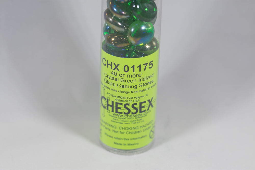 40+ Crystal Green Iridized Glass Gaming Stones Counters
