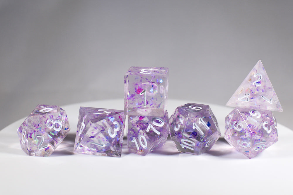(PURPLE) Sharp Edge Resin 7-Dice Set