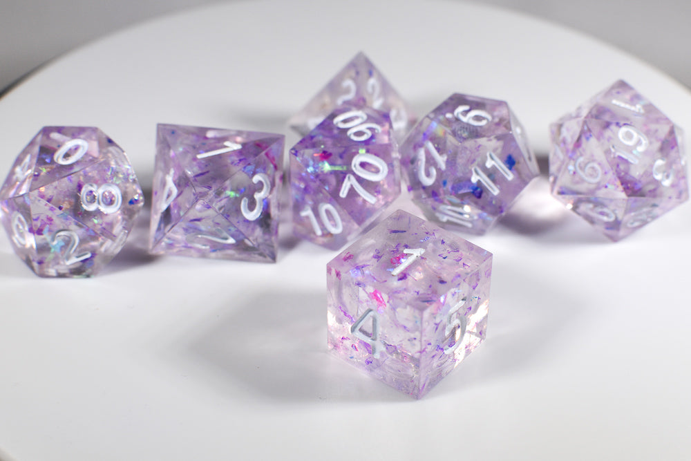 (PURPLE) Sharp Edge Resin 7-Dice Set