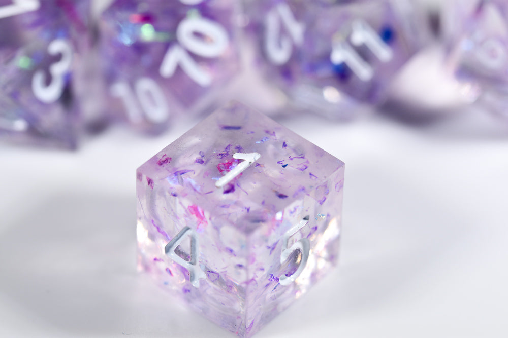 (PURPLE) Sharp Edge Resin 7-Dice Set