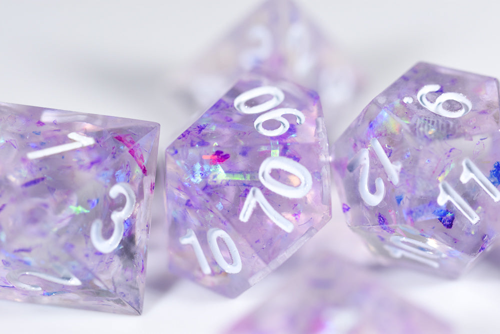(PURPLE) Sharp Edge Resin 7-Dice Set