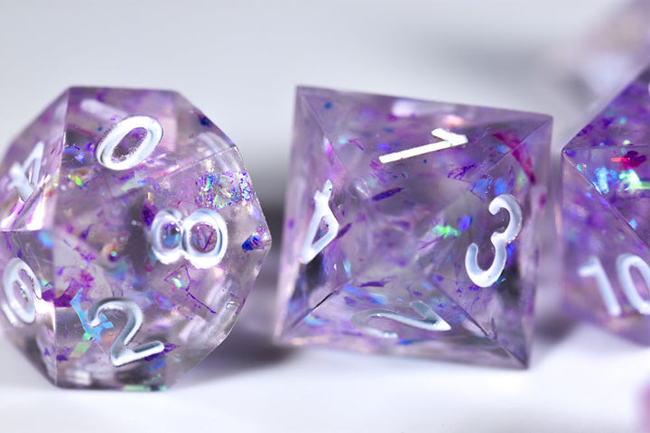 (PURPLE) Sharp Edge Resin 7-Dice Set