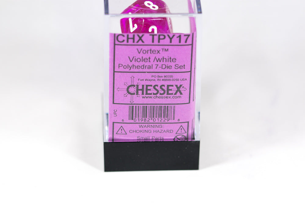 Chessex Vortex Violet w/ White Numbers Set Of 7 Dice CHX TPY17