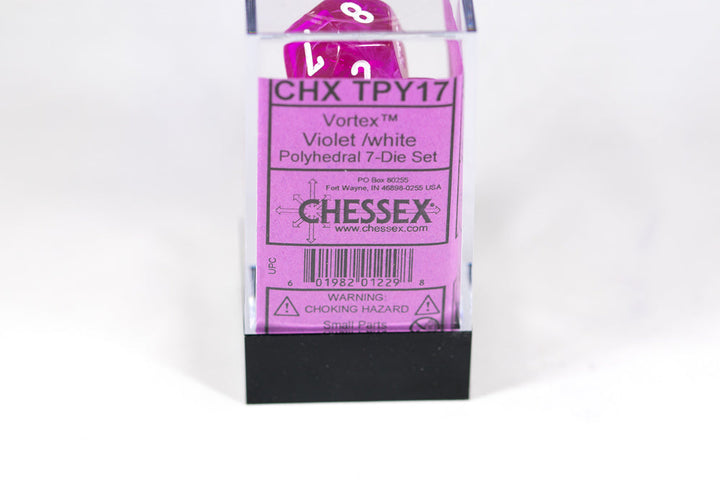 Chessex Vortex Violet w/ White Numbers Set Of 7 Dice CHX TPY17
