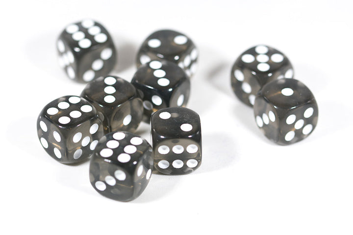 Translucent 16mm Pipped d6 Dice Red/Orange/Yellow/Green/Blue/Purple/Clear/Black/Pink (sold by the piece)