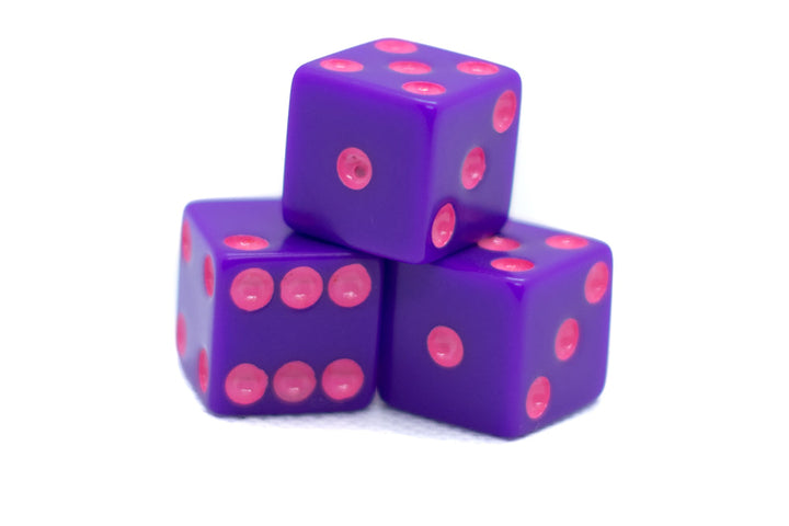 Standard Opaque Purple w/Pink 16mm d6 Square Edge Dice (sold per die)