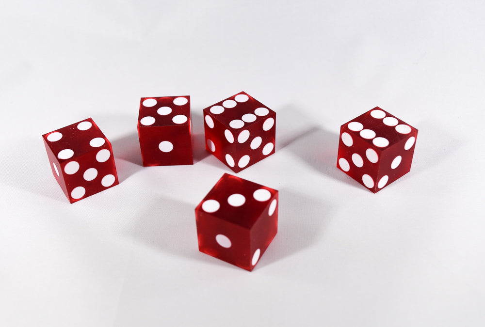 Red Casino Dice d6 19mm Razor Edge No Serial Numbers or Names Clean (1 Piece)