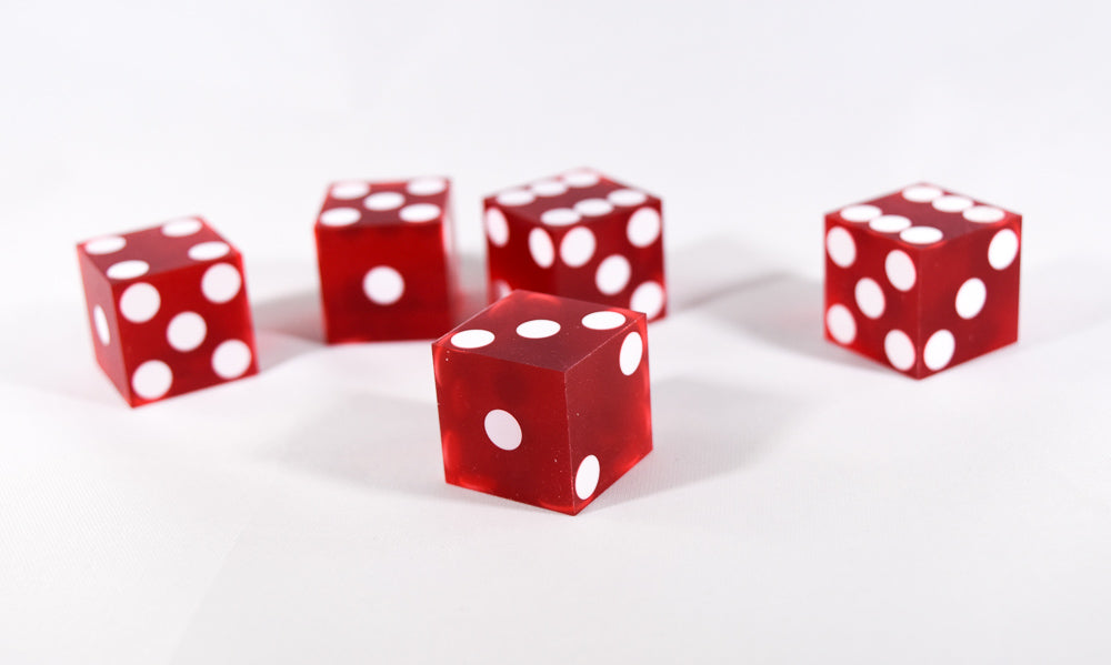 Red Casino Dice d6 19mm Razor Edge No Serial Numbers or Names Clean (1 Piece)