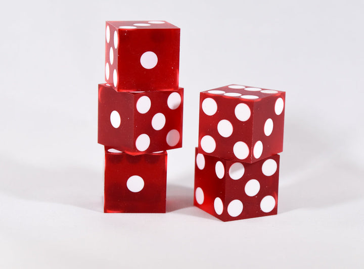 Red Casino Dice d6 19mm Razor Edge No Serial Numbers or Names Clean (1 Piece)