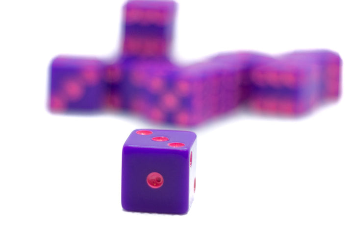 Standard Opaque Purple w/Pink 16mm d6 Square Edge Dice (sold per die)
