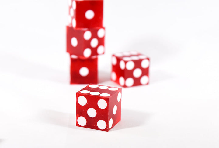 Red Casino Dice d6 19mm Razor Edge No Serial Numbers or Names Clean (1 Piece)
